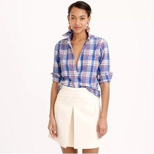 J Crew Perfect Plaid Button Down Shirt